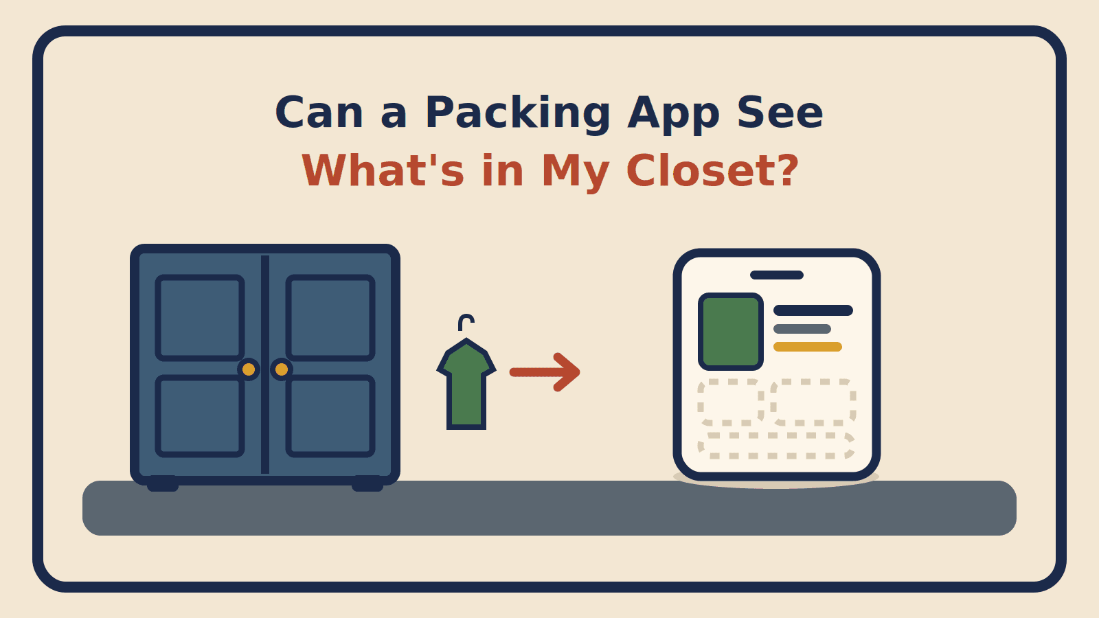 A closed wardrobe, a single garment being handed across, and a phone showing one recognized item with empty slots beside it