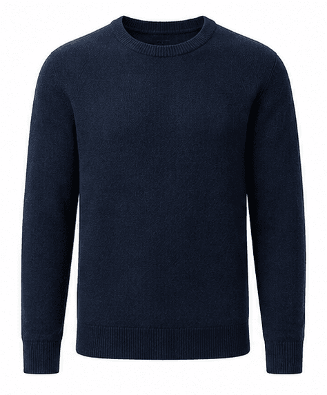 Blue crewneck sweater cutout