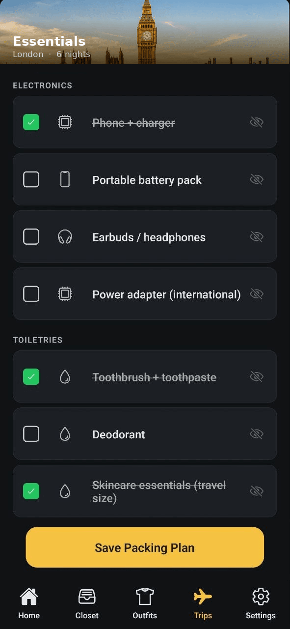 Packing essentials for London: electronics and toiletries