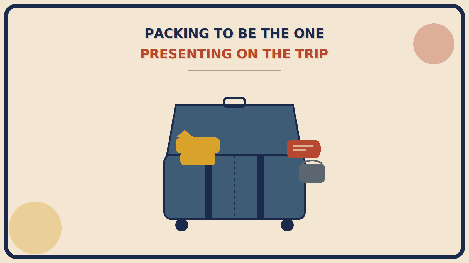 Half-open suitcase with a mustard-gold blazer folded on one side and a rust-red battery pack and cable pouch on the other