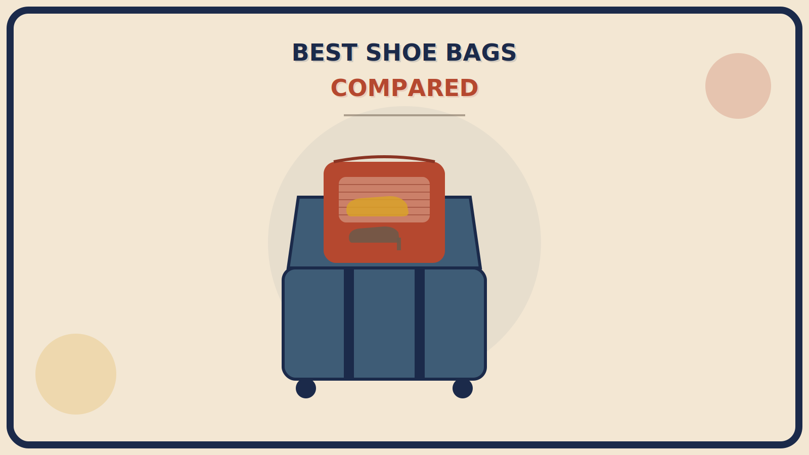 Open suitcase with a rust-red mesh-paneled shoe bag holding a mustard-gold sneaker and a muted-brown low heel